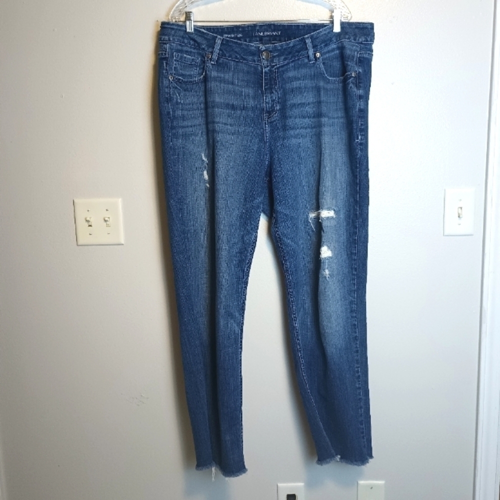 Lane Bryant High Rise Distressed Straight Leg Jeans Cotton Spandex Size 18